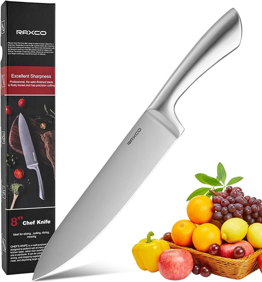 RAXCO Chef's Knife-Premium Full Tang Steel,Kitchen Knife with Hollow Handle-Perfectly Balanced chef Knife Set for Pro Chefs and Home Cooks